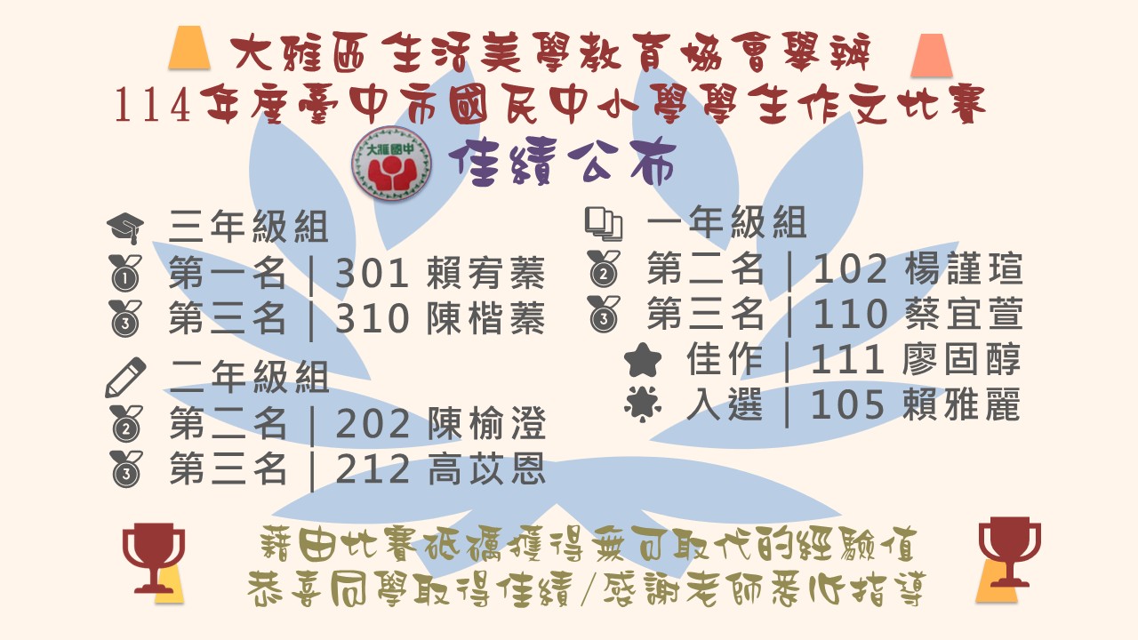 114生活美學作文得獎